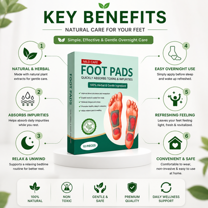 Premium Herbal Foot Pads | Overnight Self-Care (Pack of 10)