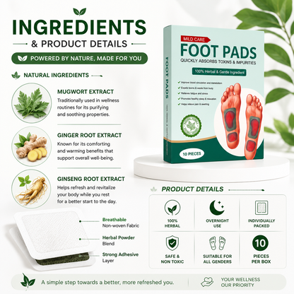 Premium Herbal Foot Pads | Overnight Self-Care (Pack of 10)