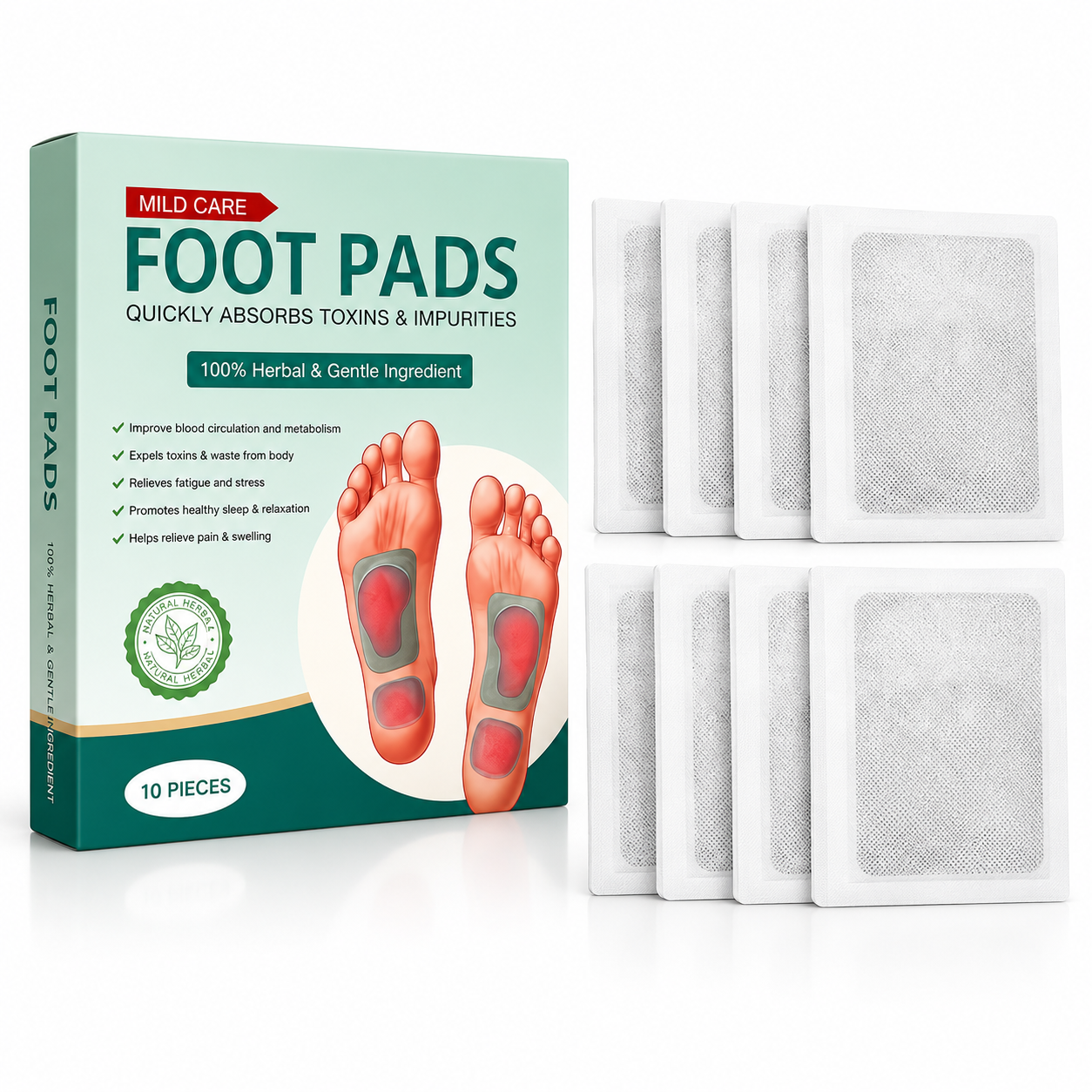 Premium Herbal Foot Pads | Overnight Self-Care (Pack of 10)
